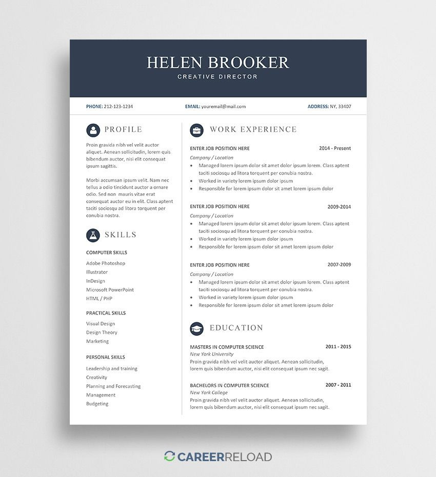 Best Resume format Template Free Download Free Cv Template for Word Free Resume Template Word, Cv Template …