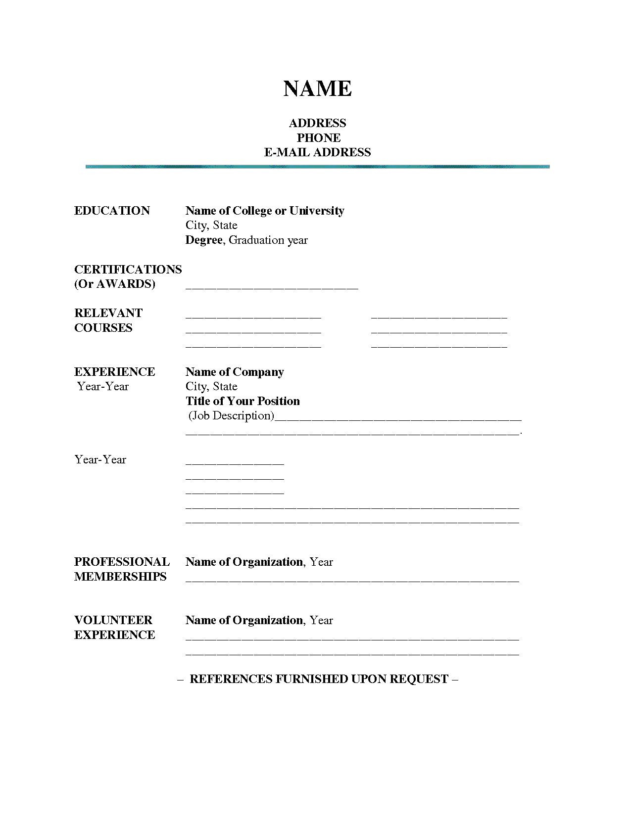 Blank Resume Template for College Students Resume format Blank Student Resume Template, Job Resume Template …