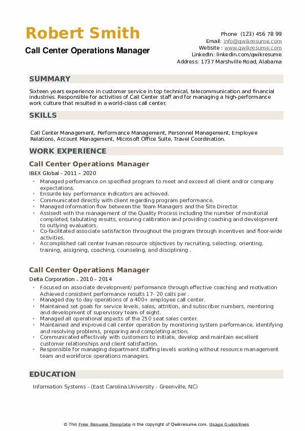 Call Center Operations Manager Resume Sample Call Center Operations Manager Resume Samples Call Center Operations Manager Resume Sample Call Center Operations Manager Resume Samples