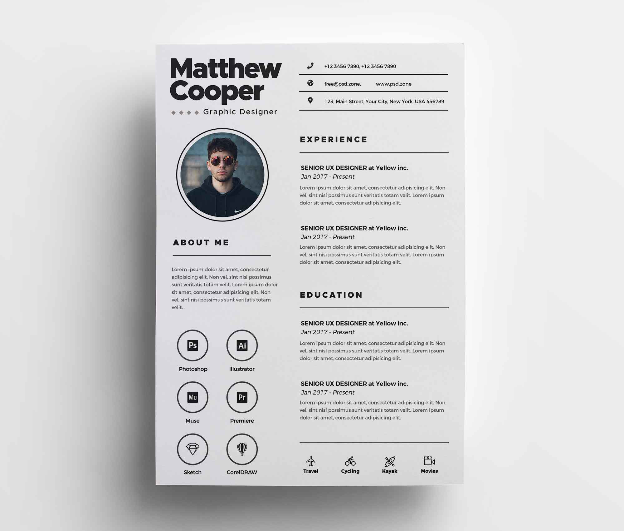 Clean Cv Resume Template Free Download Free Clean Cv Template (psd)