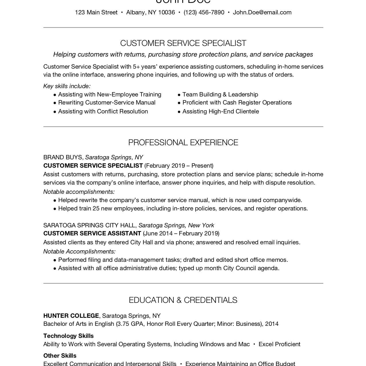 Director Of Customer Service Resume Samples Customer Service Resume Examples and Writing Tips