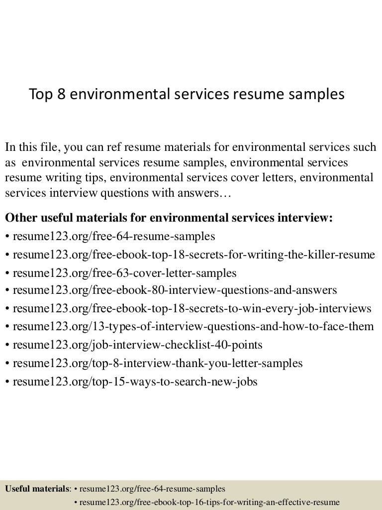 Director Of Environmental Services Resume Sample top 8 Environmental Services Resume Samples