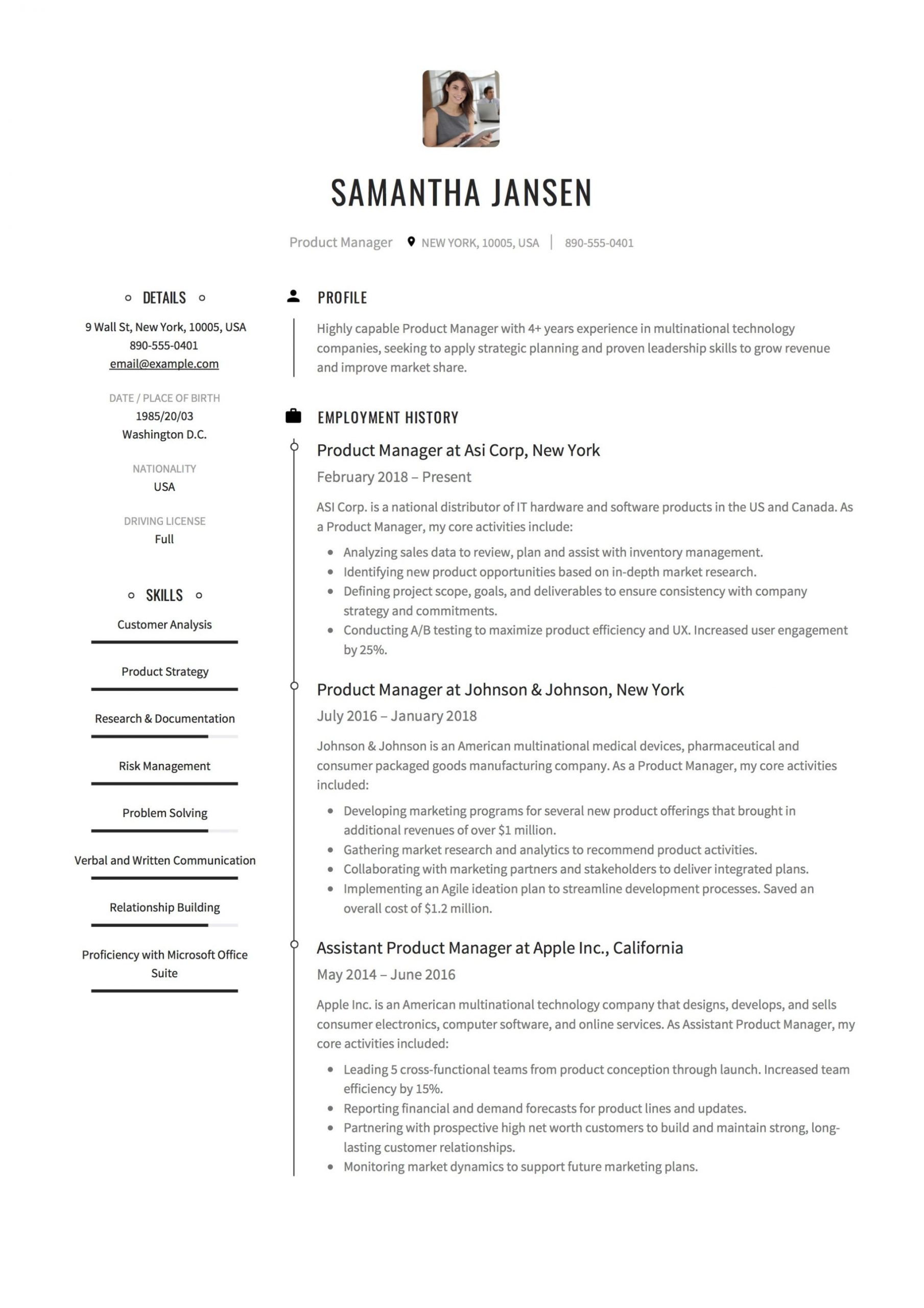 Director Of Product Development Resume Sample Product Manager Resume & Guide   12 Samples Pdf 2020