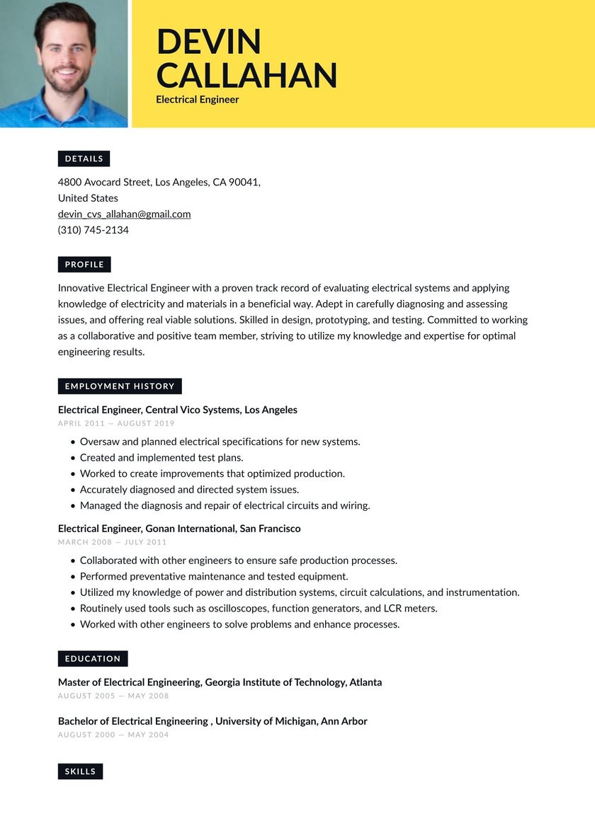Free Resume Templates for Electrical Engineers Electrical Engineer Resume Examples & Writing Tips 2021 (free Guide)