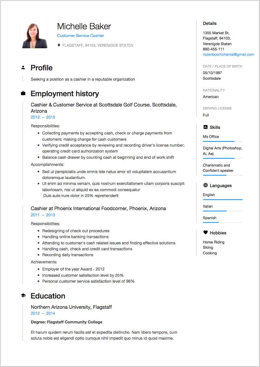 Free Sample Resume for Cashier Position 14 Cashier Resume Sample S 2018