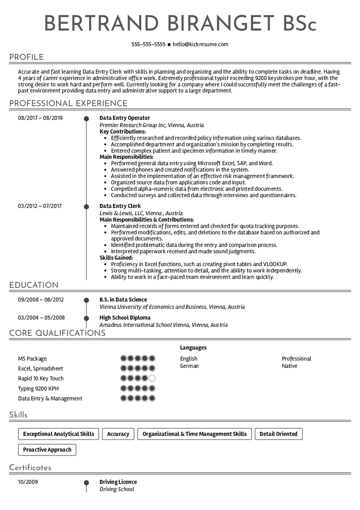 Free Sample Resume for Data Entry formatted Data Entry Resume Sample 2020 – Resume Templates
