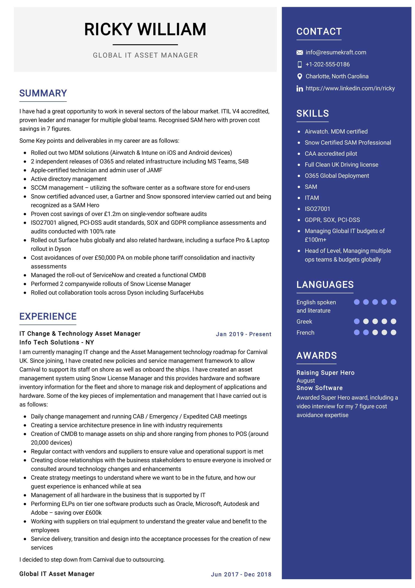 Itil V3 Foundation Certified Sample Resume It asset Manager Resume Sample 2021 Writing Tips – Resumekraft