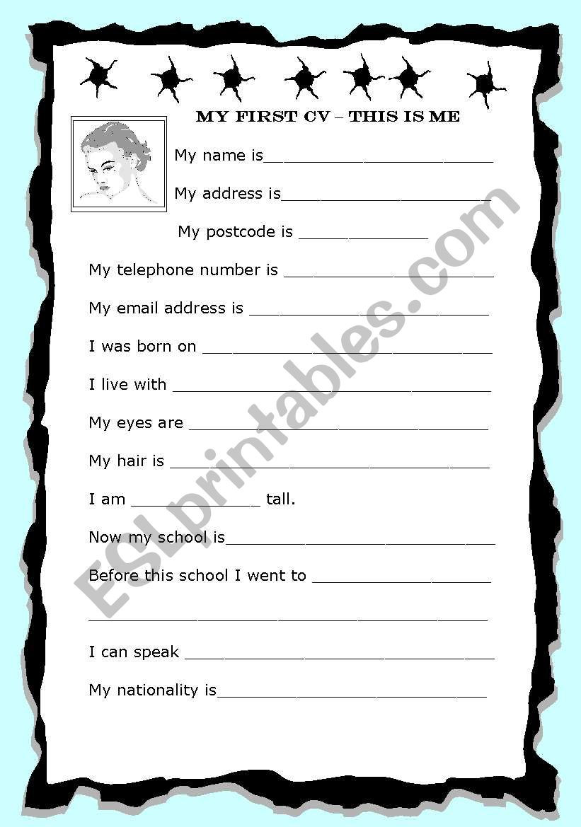 My First Resume Template for Kids My First Cv – Finish the Sentences – for Beginner Writers, Easy to …
