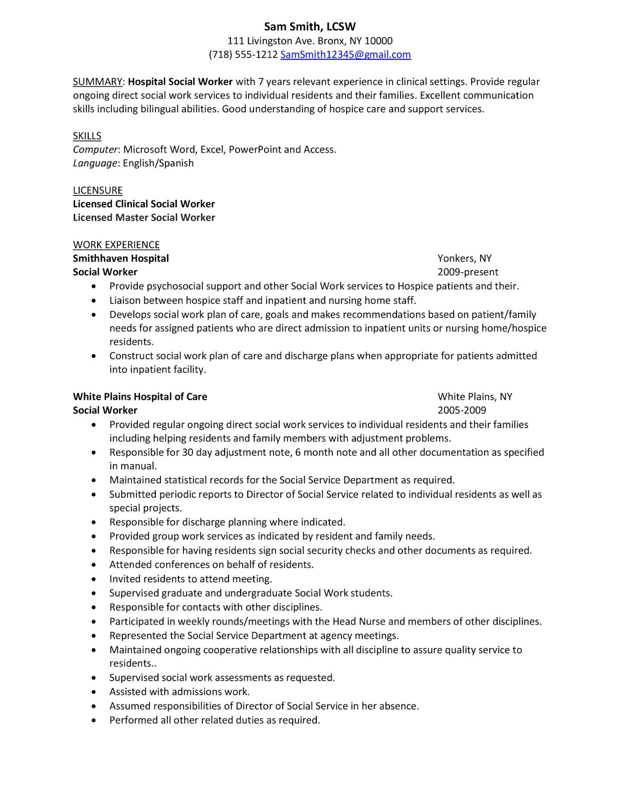 Nursing Home social Worker Resume Sample Nursing Home social Worker Resume October 2021