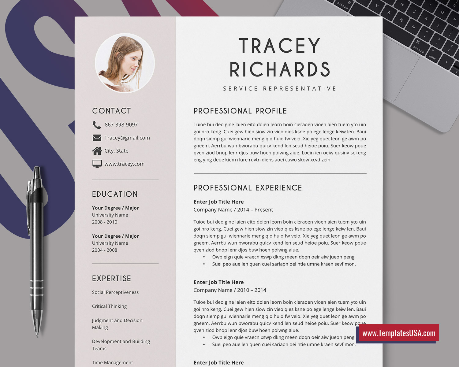 Professional Cover Letter and Resume Template Simple Resume Template for Ms Word, Professional Cv Template, Clean Curriculum Vitae, Cover Letter, Modern Resume, 1-3 Page, Editable Resume Template …