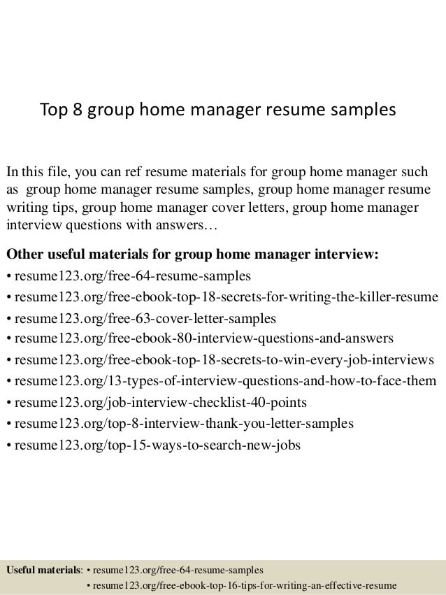 Residential Group Home Manager Sample Resume top 8 Group Home Manager Resume Samples Residential Group Home Manager Sample Resume top 8 Group Home Manager Resume Samples