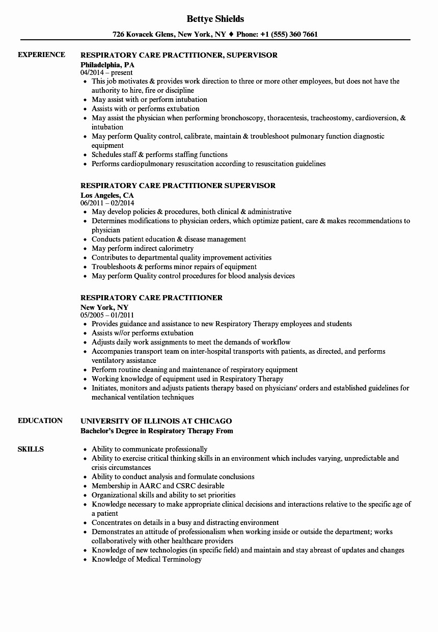 Respiratory therapist New Grad Resume Sample √ 20 New Grad Respiratory therapist Resume