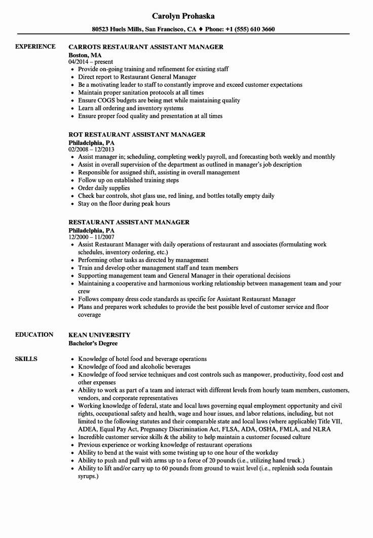 Restaurant Manager Job Description Resume Sample Restaurant Manager Resume Examples New Restaurant