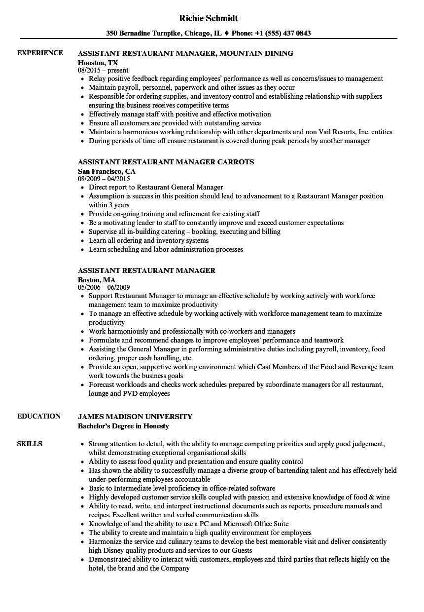 Restaurant Manager Job Description Resume Sample Restaurant Manager Resume Restaurant Manager Job Description Resume Sample Restaurant Manager Resume