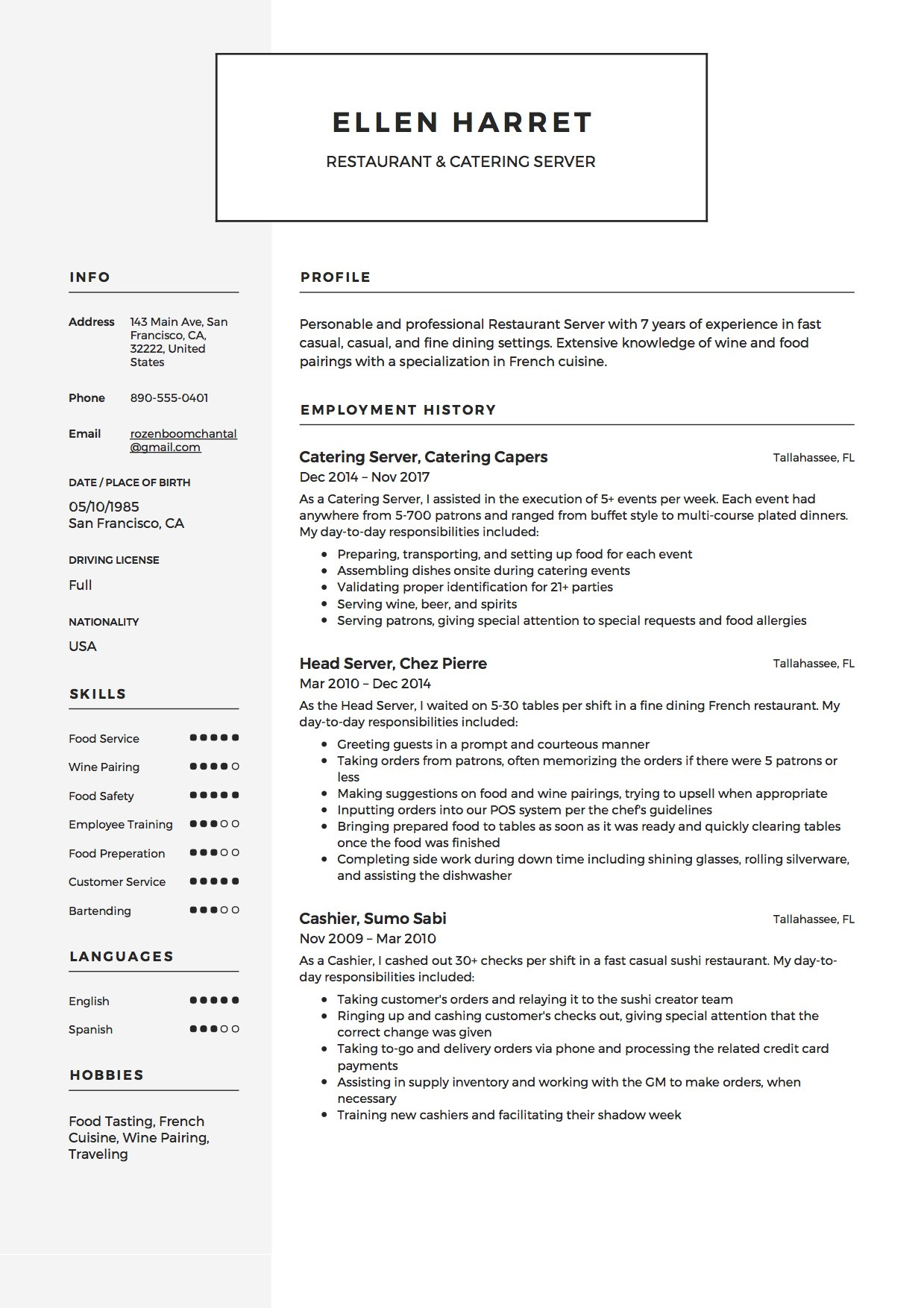 Restaurant Server Job Description Resume Sample Full Guide Restaurant Server Resume 12 Pdf Examples
