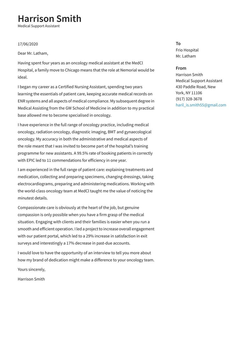 Resume Cover Letter Template for Medical assistant Medical assistant Cover Letter Examples & Expert Tips [free]