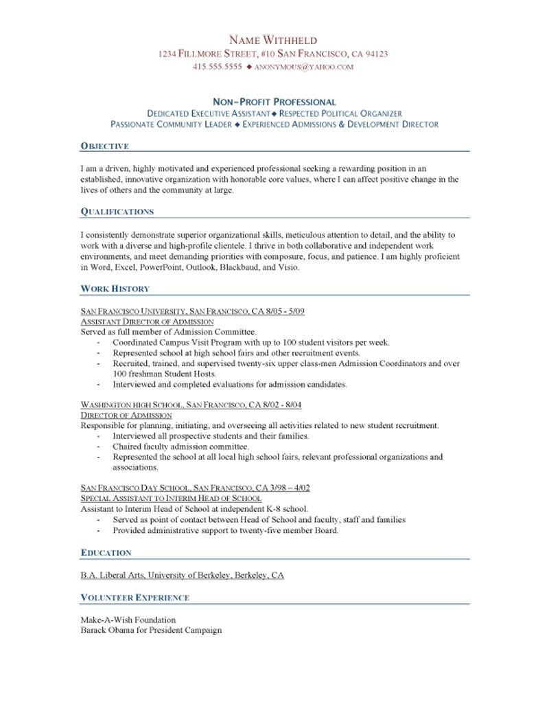 Resume Sample for Development Sector Ngo Non Profit Professional Resume