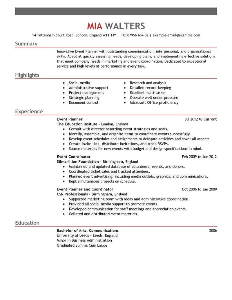 Resume Sample for event Management Company event Coordinator Resume Sample – Good Resume Examples