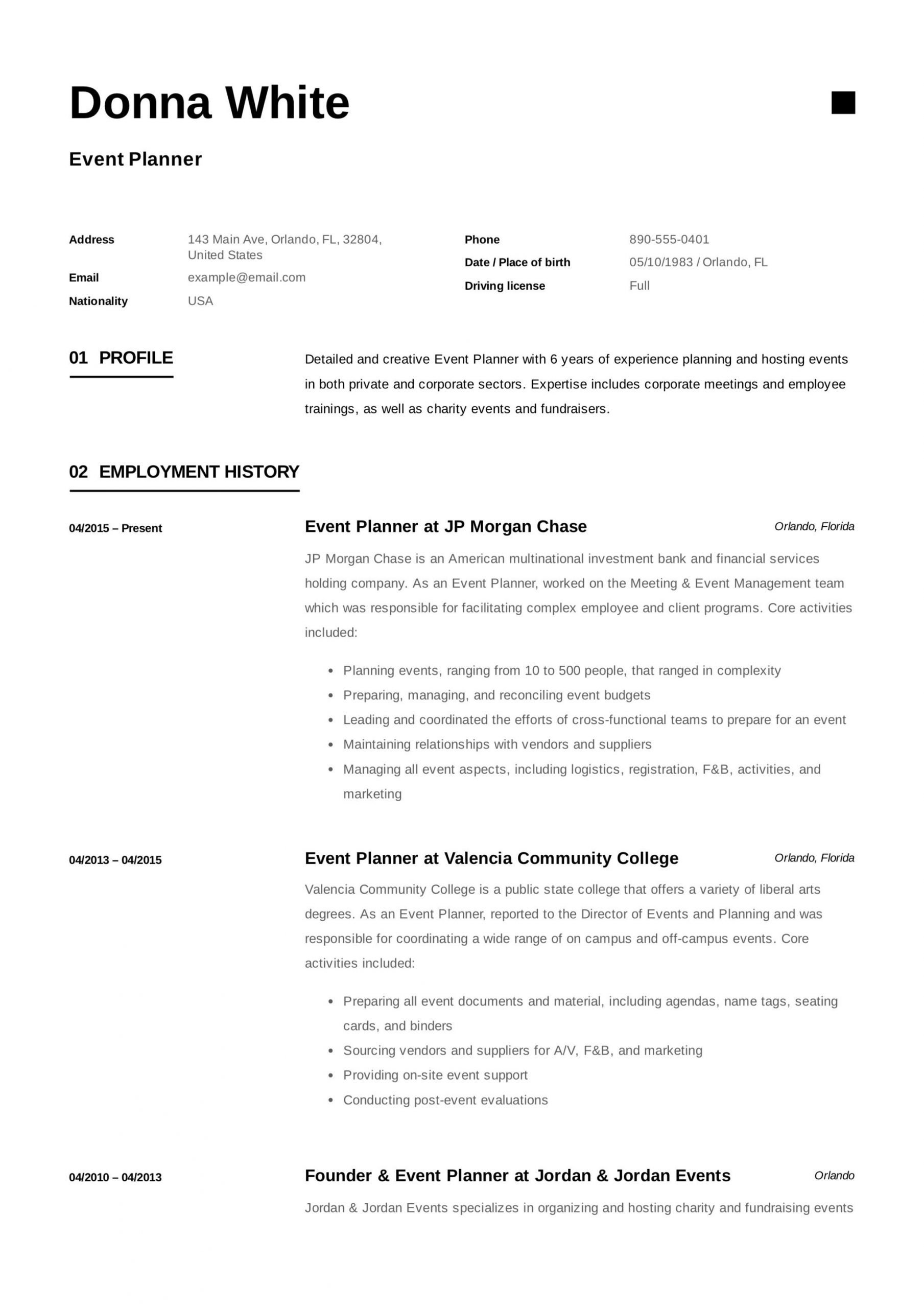 Resume Sample for event Management Company Guide: event Planner Resume   12 Samples Pdf & Word 2020