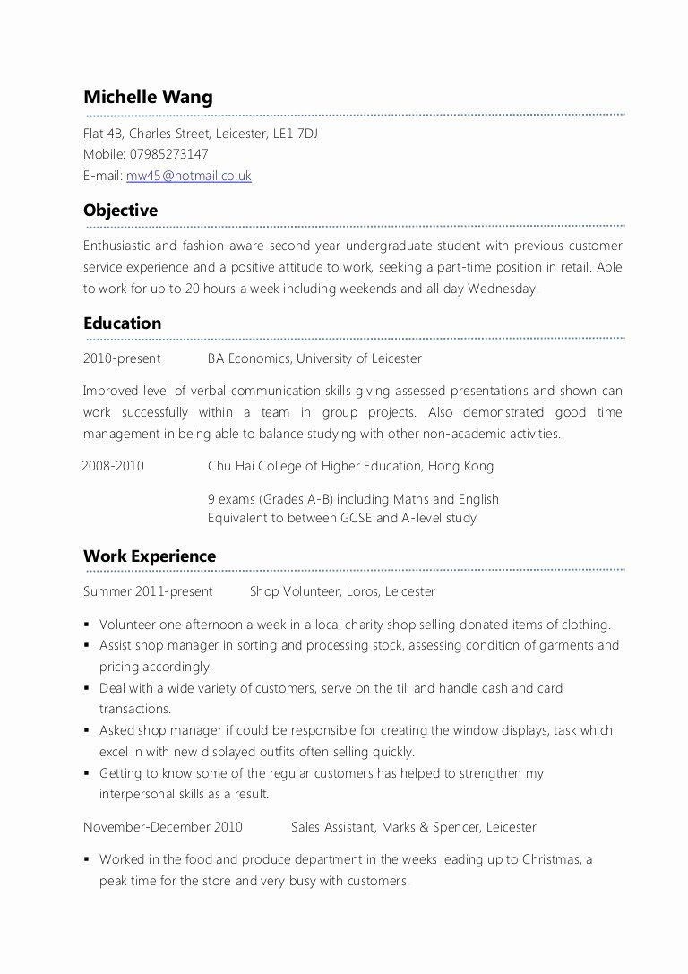 Resume Sample for First Time Job Seeker First Time Job Resume New Example Part Time Cv First Job Resume …