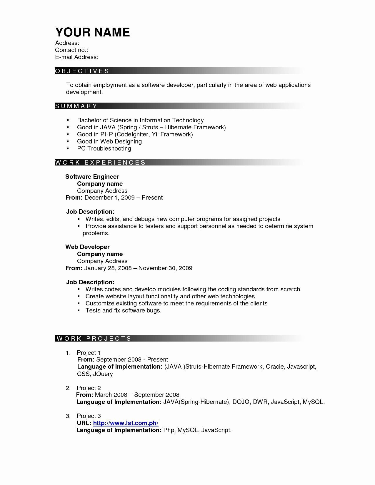 Resume Template for 2 Years Experience Resume format 3 Years Experience Marketing – Resume format …