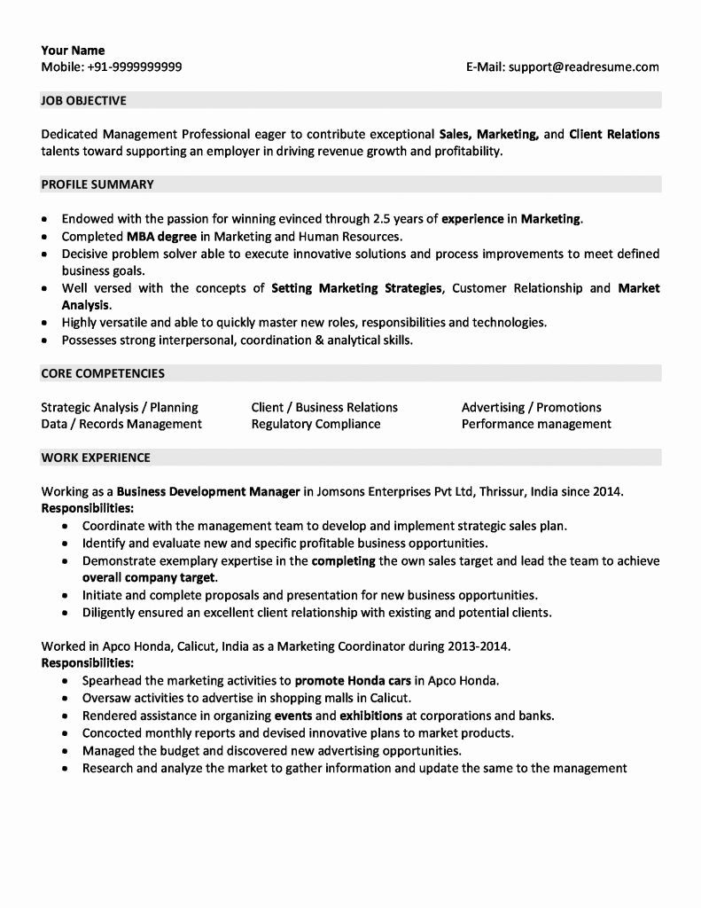 Resume Template for 2 Years Experience Resume format for 5 Years Experience In Marketing – Resume format …