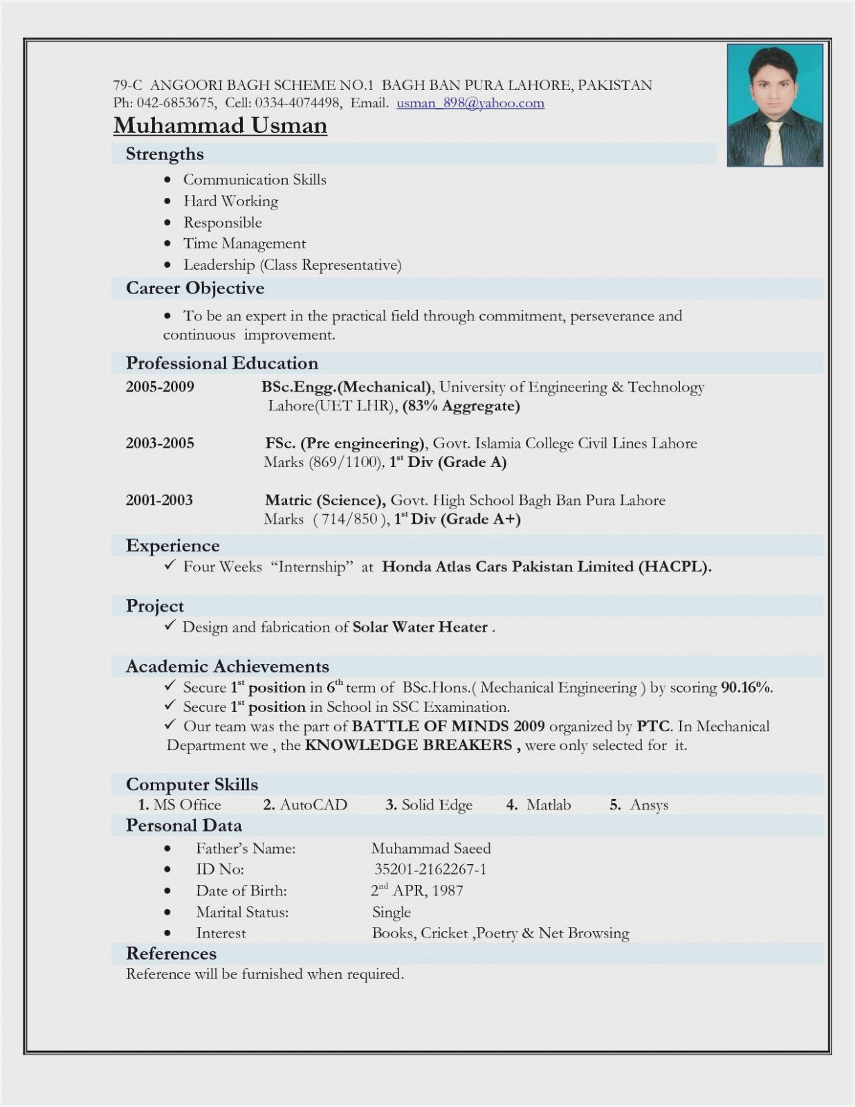 Resume Template for Computer Engineer Fresher 12 Engineer Resume Template Doc Job Resume format, Resume format …