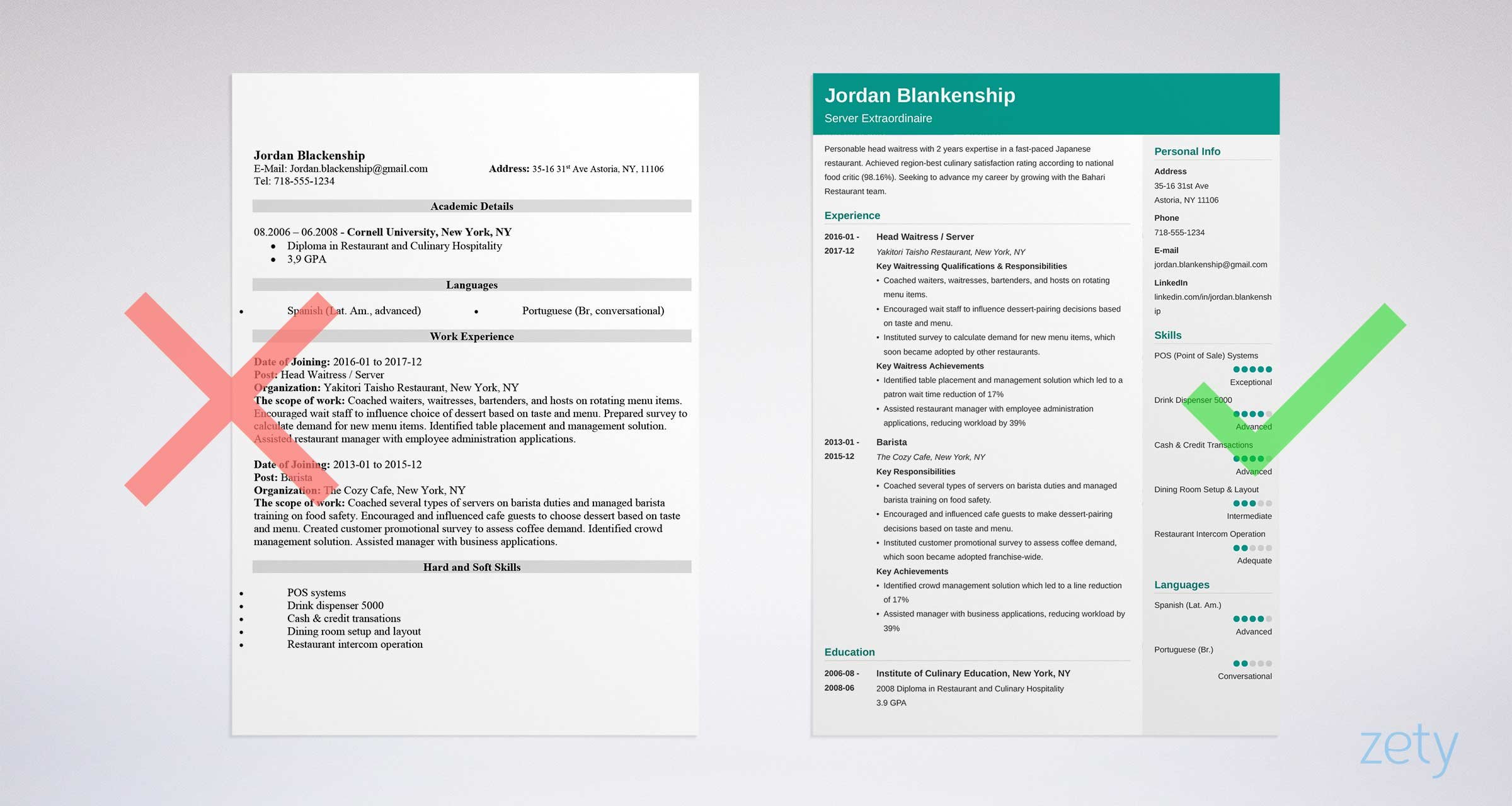 Resume Template for Food Service Industry Food Service Resume Examples [with Skills & Job Description]