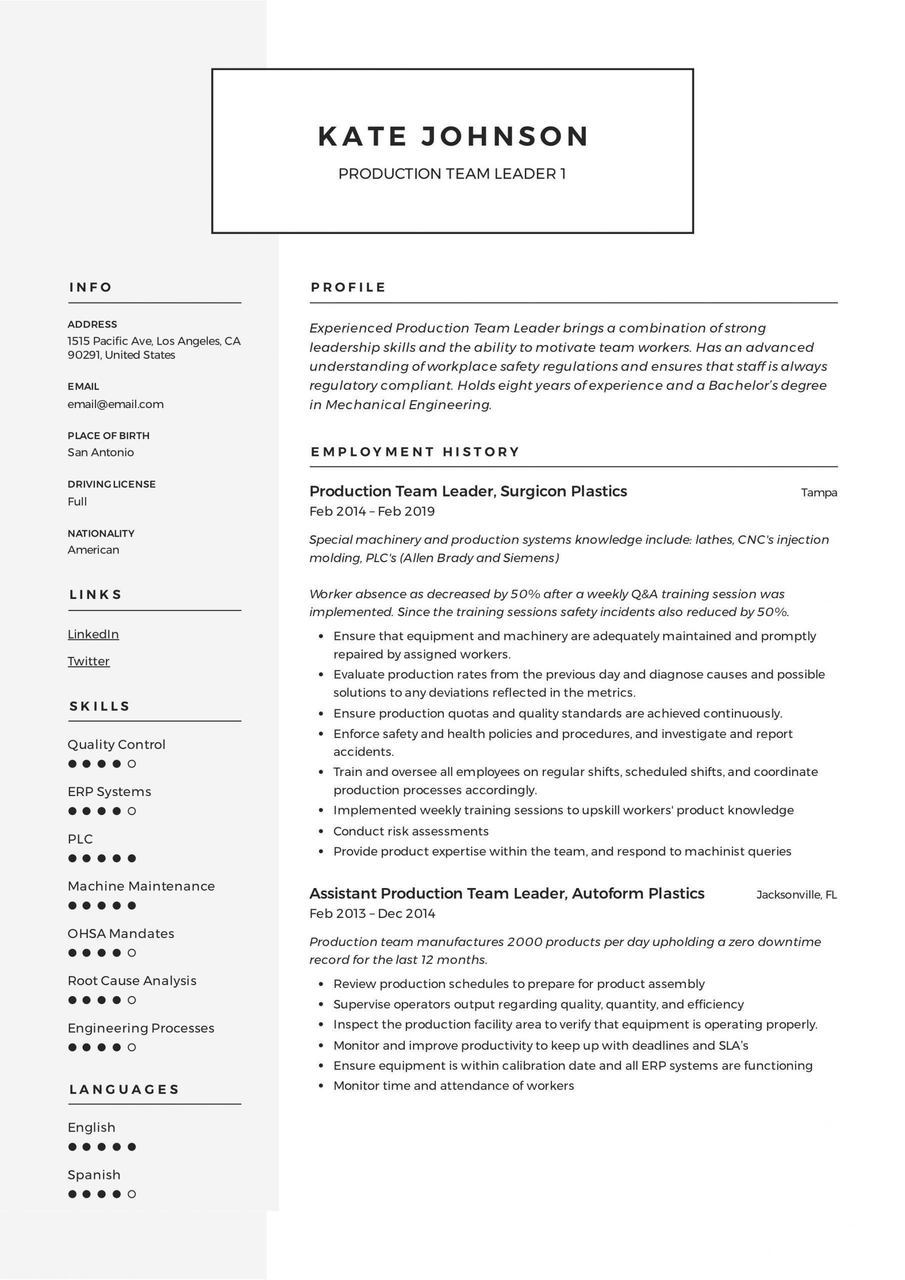 Resume Template for Team Lead Position Cv for Team Leader – Best Team Lead Resume Example Livecareer