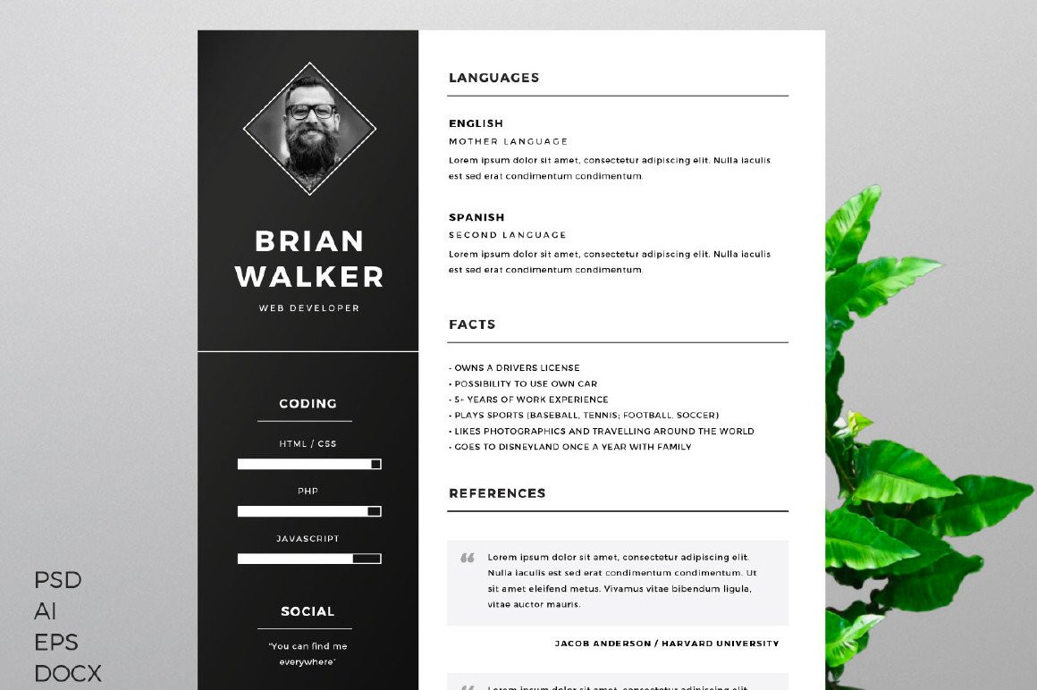 Resume Template Free Download with Photo Free Resume Template – Creativebooster