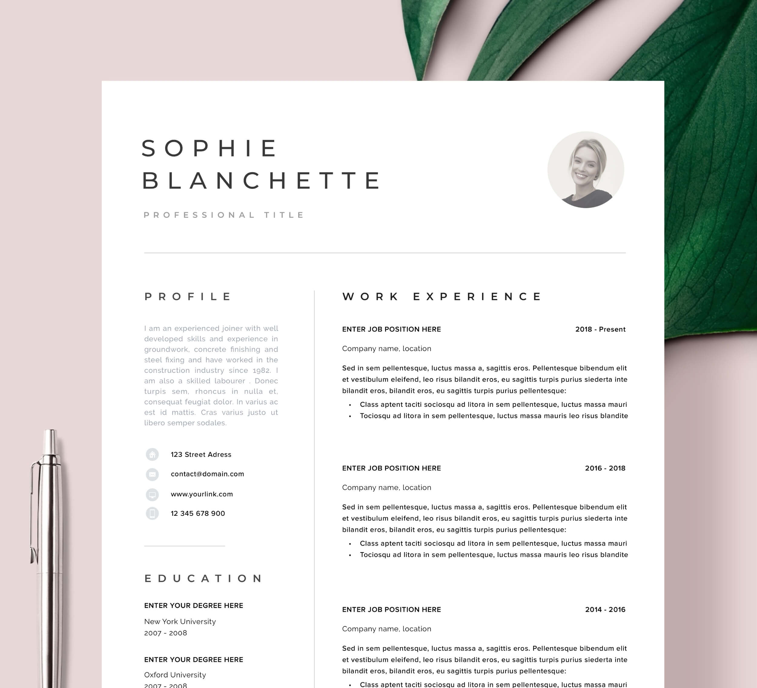 Resume Template Resume Template Resume Template Modern Cv Template “frankfurt” – Resume Angels – Cv Template