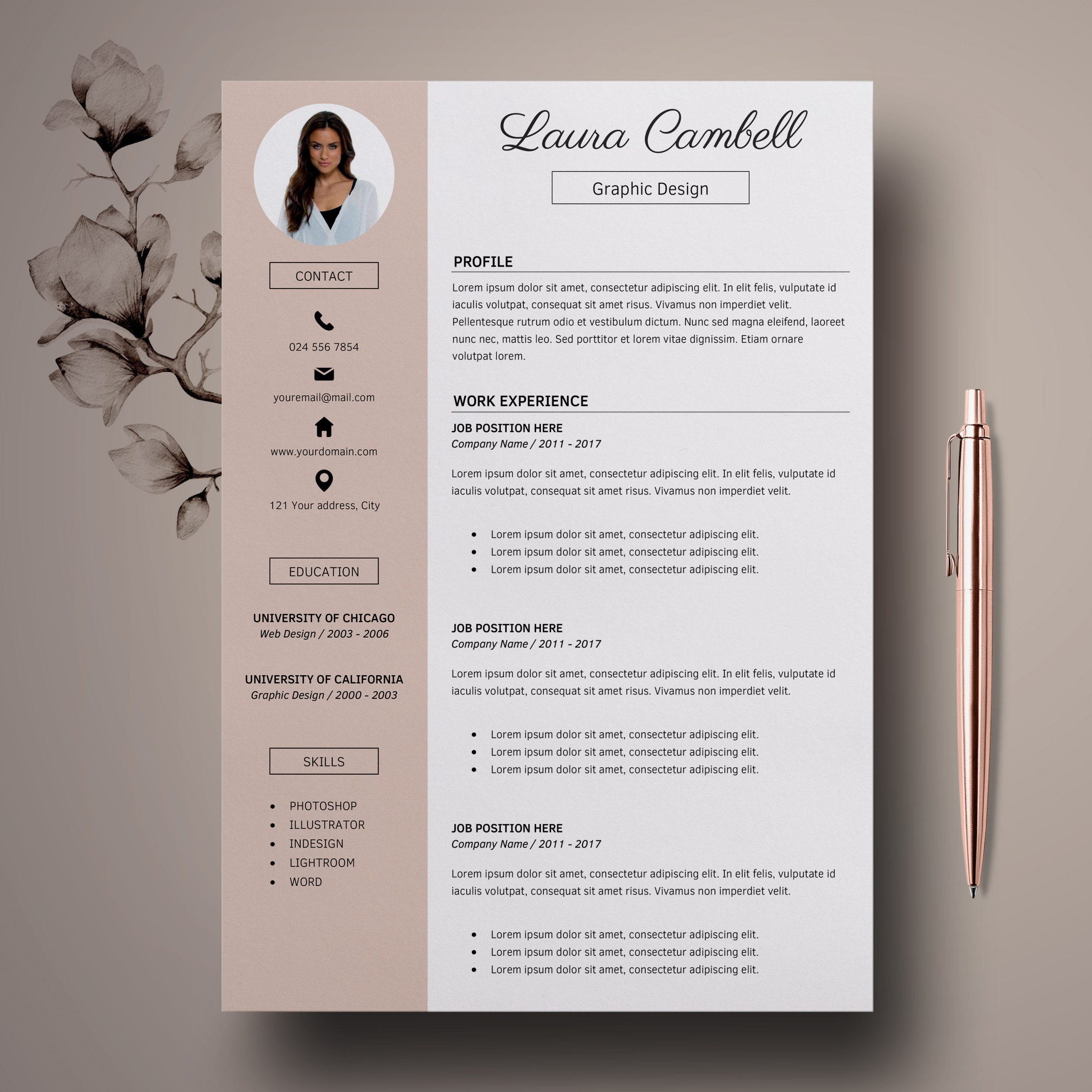 Resume Template Resume Template Resume Template Modern Resume Template Cv Template for Ms Word Etsy