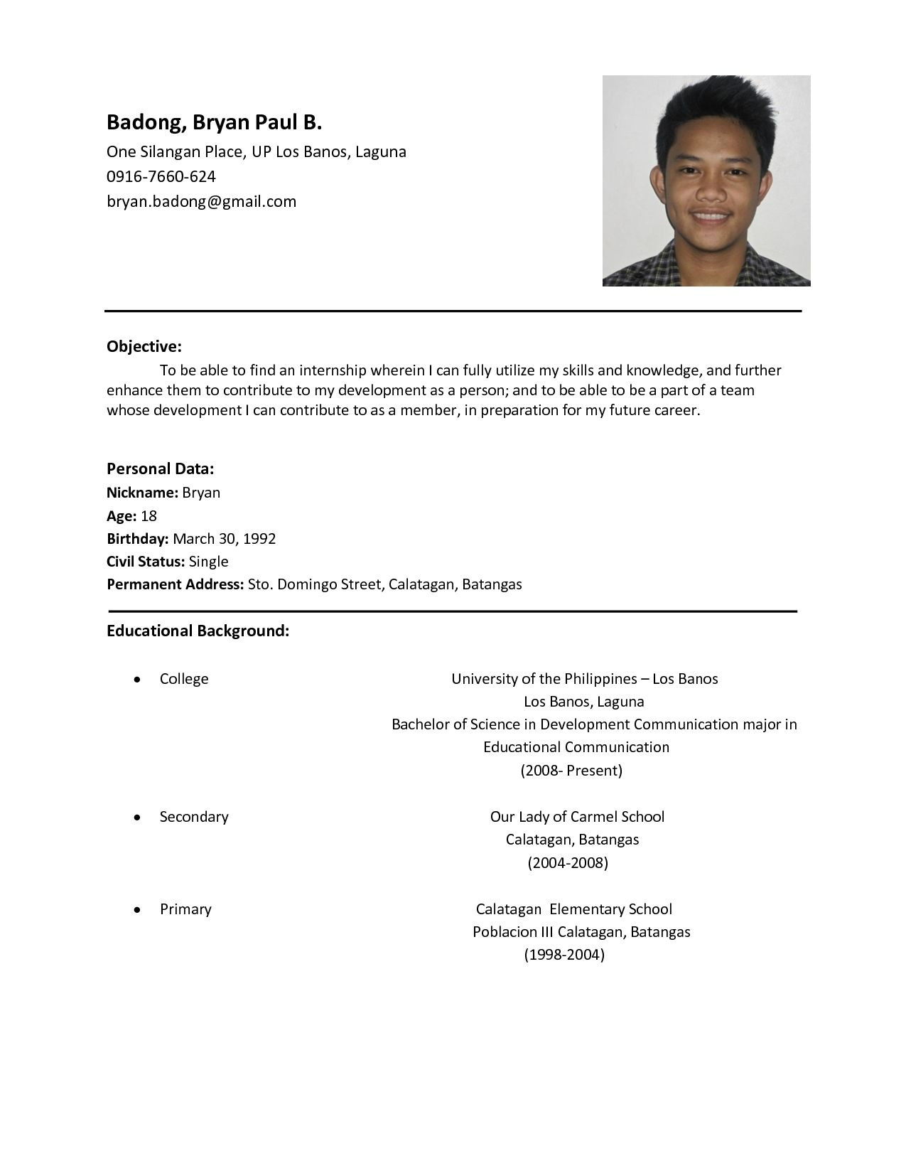 Resume Template with Current and Permanent Address the Most Example Of A Resume format Example Of A Resume format …