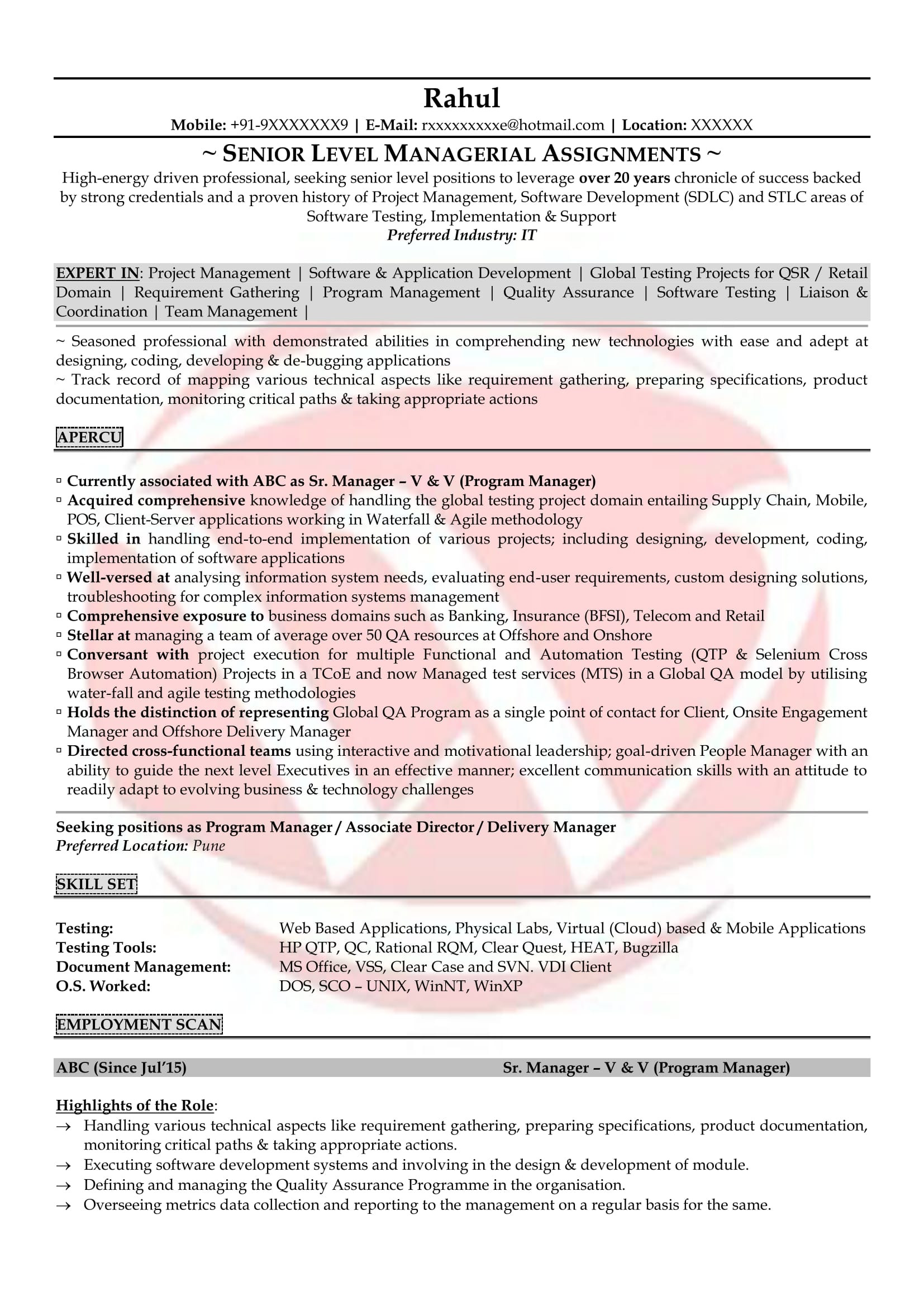 Resume Templates for Experienced software Testing Professionals software Testing Sample Resumes, Download Resume format Templates! Resume Templates for Experienced software Testing Professionals software Testing Sample Resumes, Download Resume format Templates!