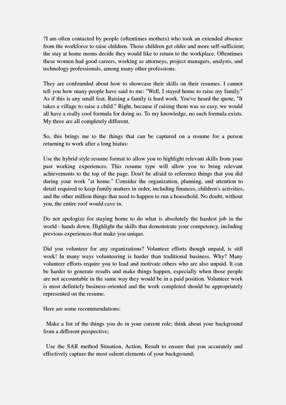 Resume Templates for Mums Returning to Work Resume Template How to Write A Resume Cover Letter You Will Never …