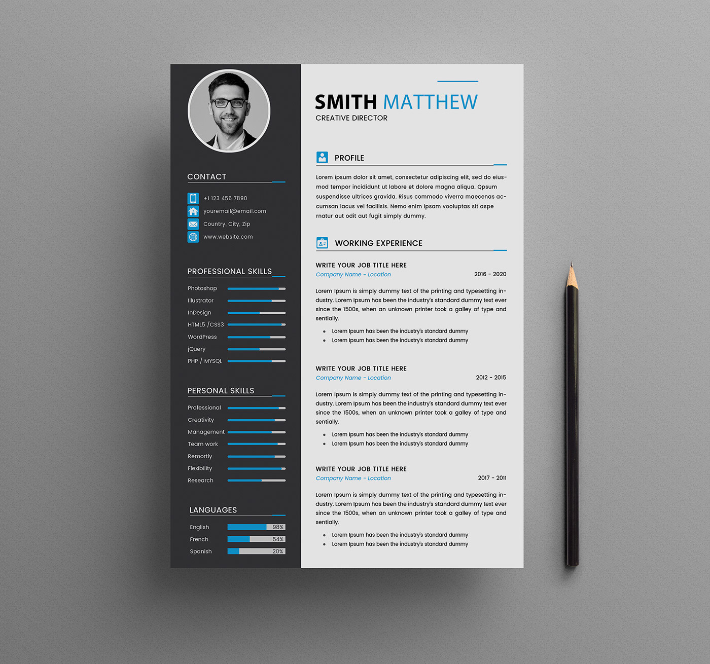 Resume with Picture Template Free Download Cv Resume Templates – Free Download On Behance