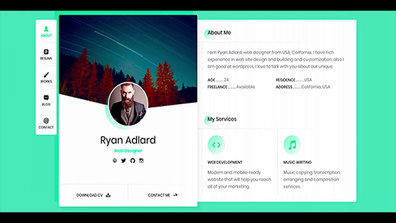 Ryan Cv Resume Vcard Template Free Download Ryan – Vcard / Resume / Cv Template themeforest Website … Ryan Cv Resume Vcard Template Free Download Ryan – Vcard / Resume / Cv Template themeforest Website …