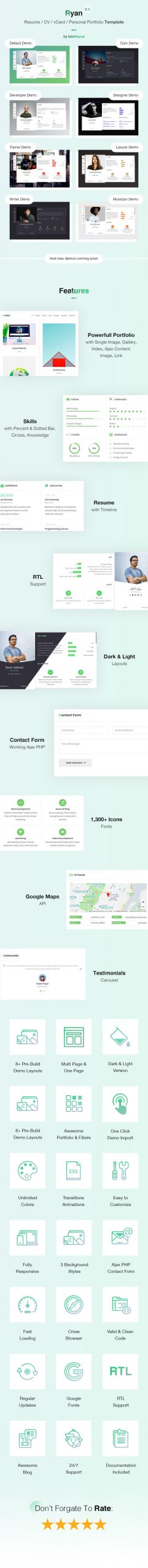 Ryan Vcard Resume Cv Template Free Download Ryancv – Cv Resume Template by Beshleyua themeforest