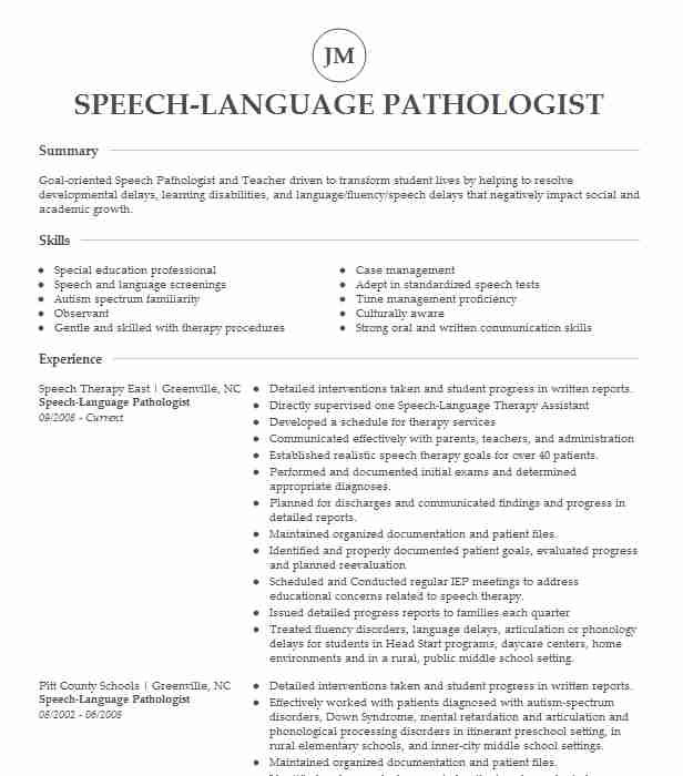 Sample Graduate School Resume Speech Language Pathology Speech Language Pathologist Cfy Resume Example Learn It
