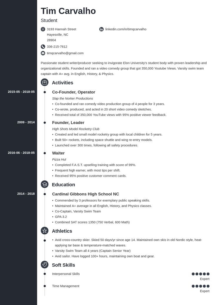 Sample High School Resume for College App High School Resume for College Application Template