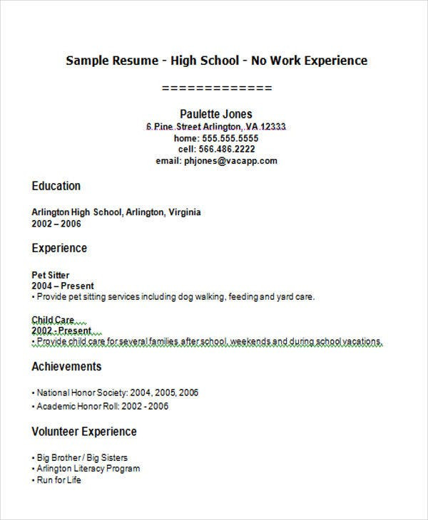 Sample High School Resume for First Job 14 First Resume Templates Pdf Doc