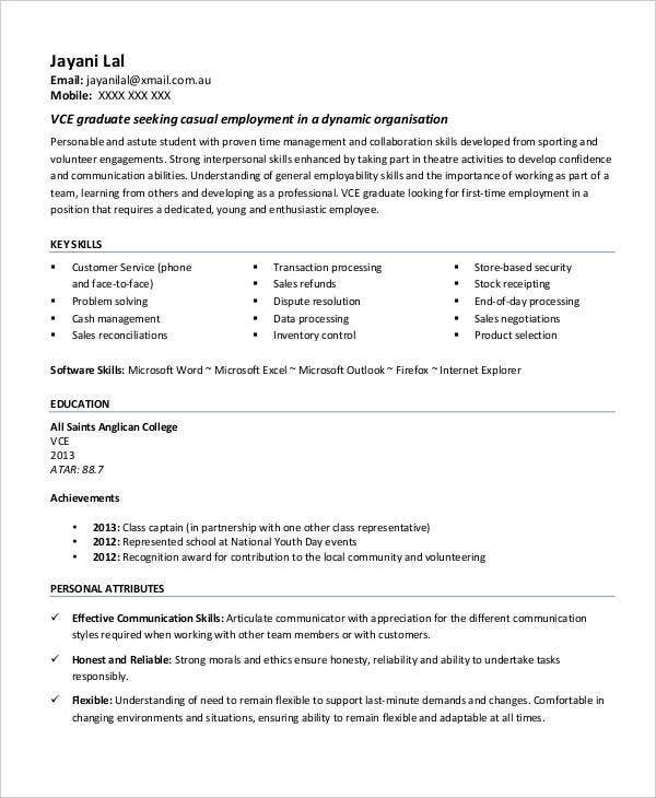 Sample High School Resume for First Job First Job Resume 7 Free Word Pdf Documents Download