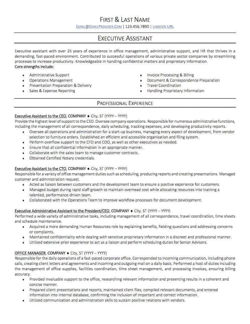 Sample Of Resume for Executive assistant Office Administrative assistant Resume Sample Professional …