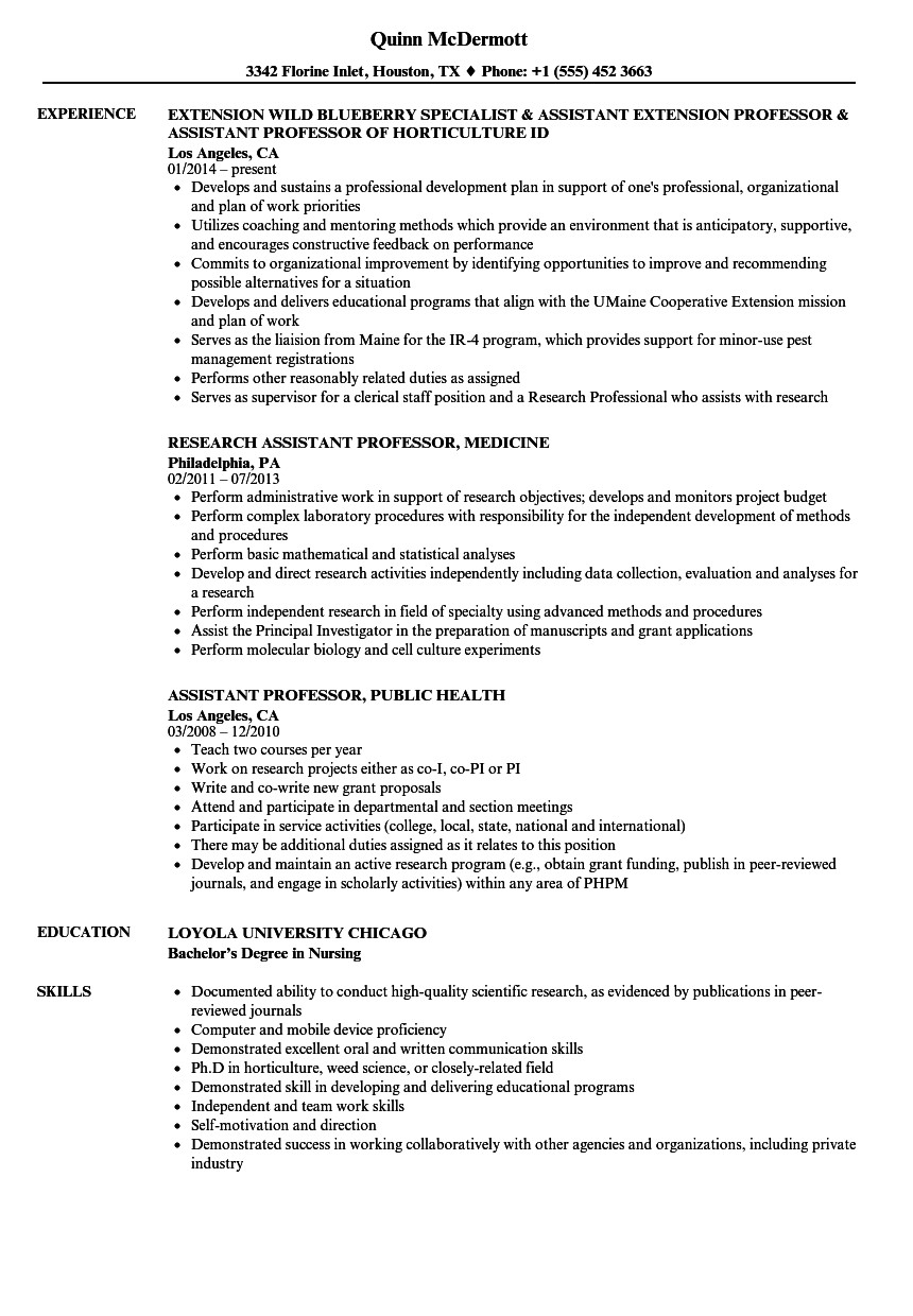Sample Resume for assistant Professor In English assistant Professor Of English Cv March 2021