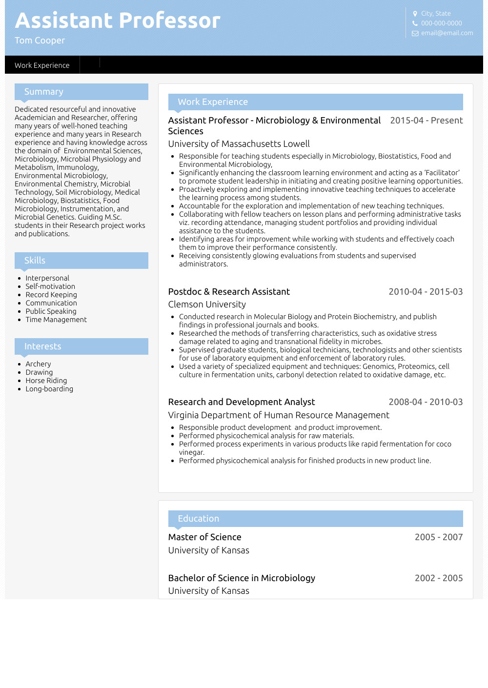 Sample Resume for assistant Professor In English Curriculum Vitae Examples for Professors