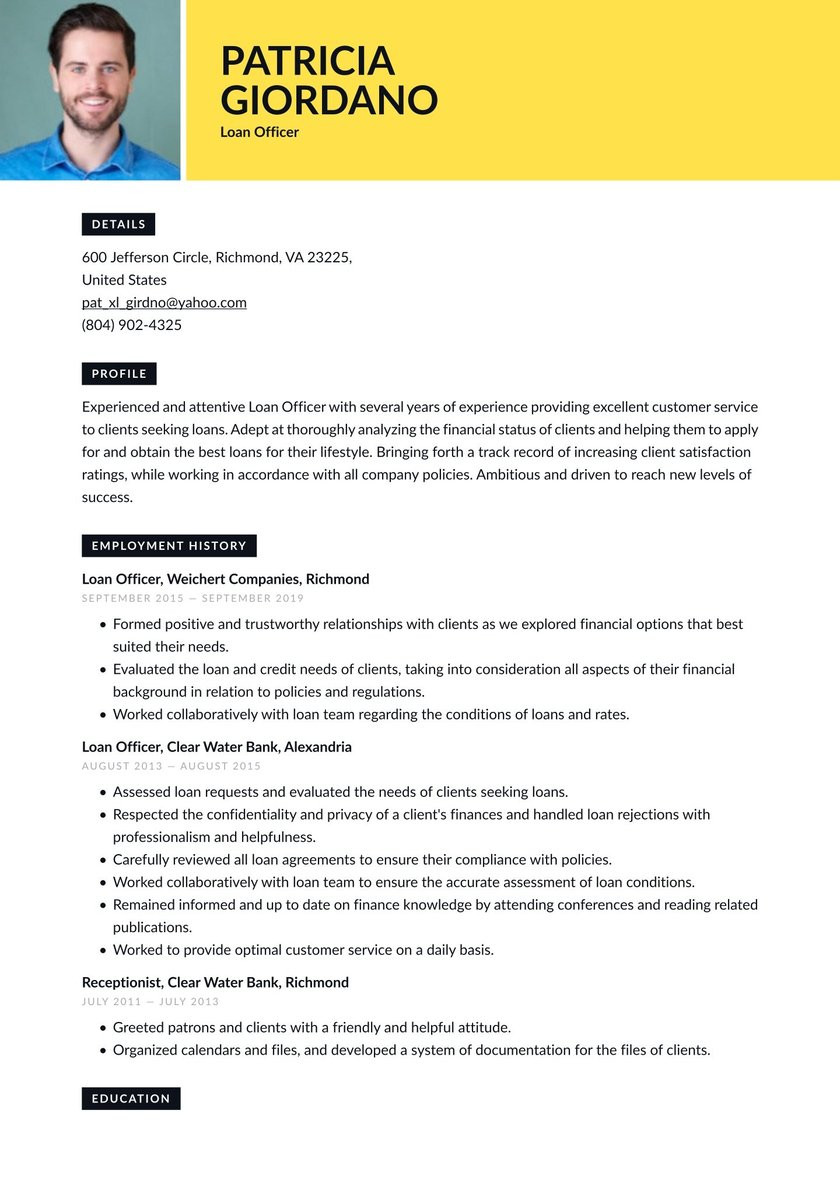 Sample Resume for Auto Loan Officer Loan Officer Resume Examples & Writing Tips 2021 (free Guide)