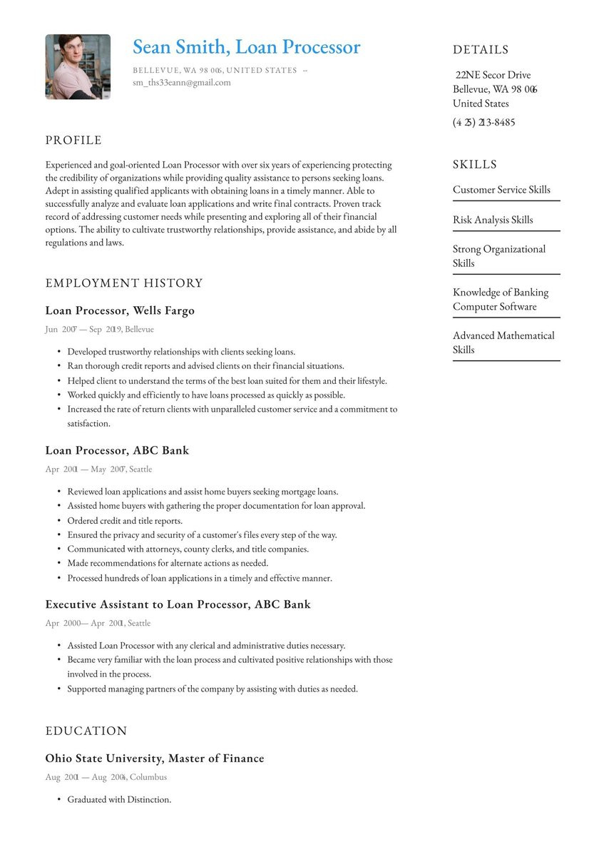 Sample Resume for Auto Loan Officer Loan Processor Resume Examples & Writing Tips 2021 (free Guide)