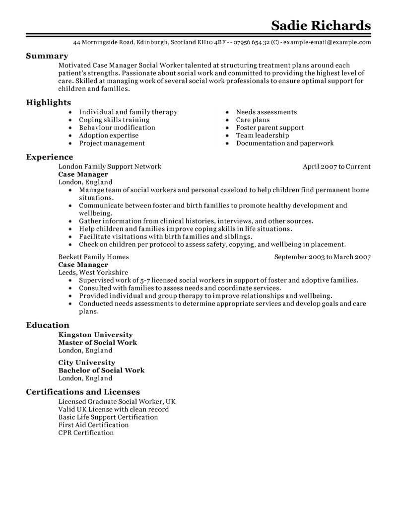 Sample Resume for Case Manager Position Case Manager Resume Objective Examples October 2021
