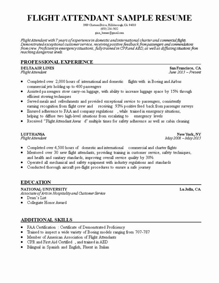 Sample Resume for Flight attendant with No Experience Flight attendant Resume No Experience Fresh Flight