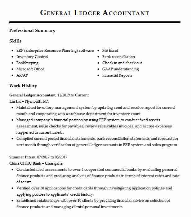 Sample Resume for General Ledger Accountant General Ledger Accountant Resume Example Franklin Building